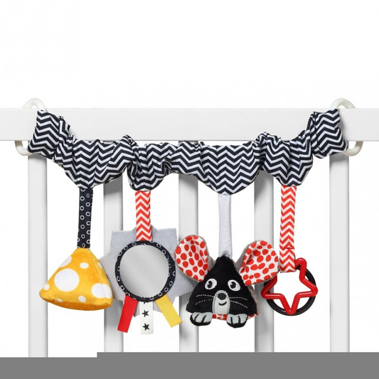 „BabyOno“ kontrastinis sensorinis vėžimėlio -autokėdutės žaislas