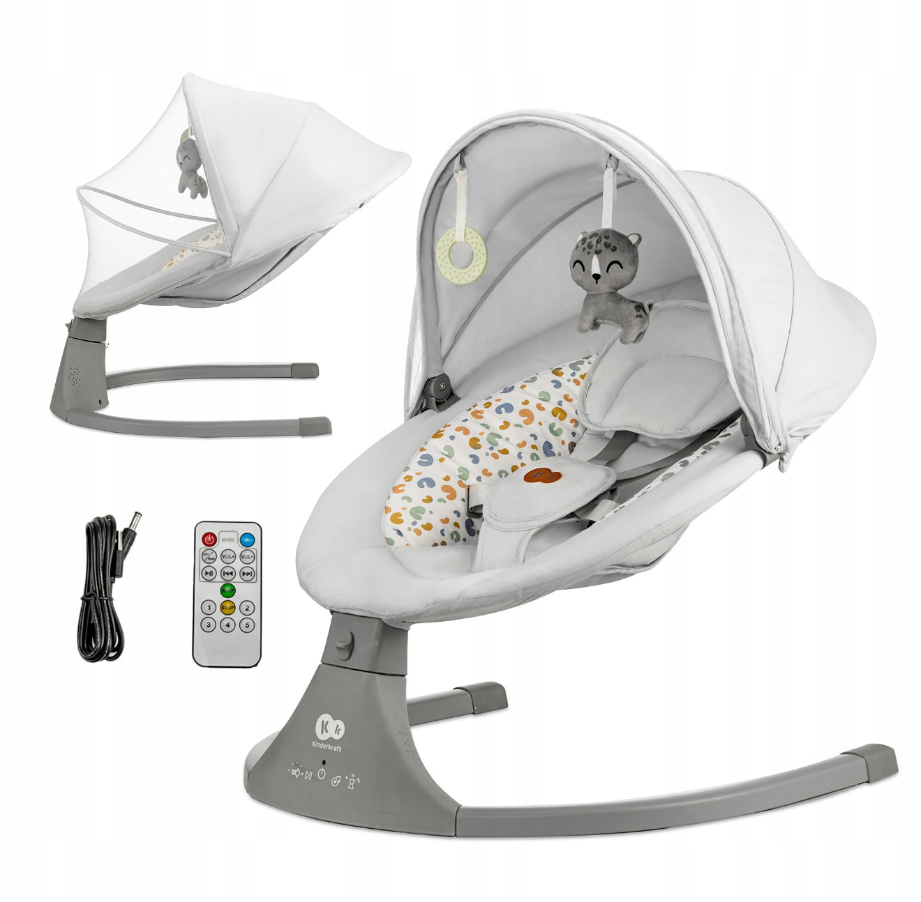 Kinderkraft LUMI 2 - Elektrinis kūdikio gultukas–supynė su pulteliu ir „Bluetooth“