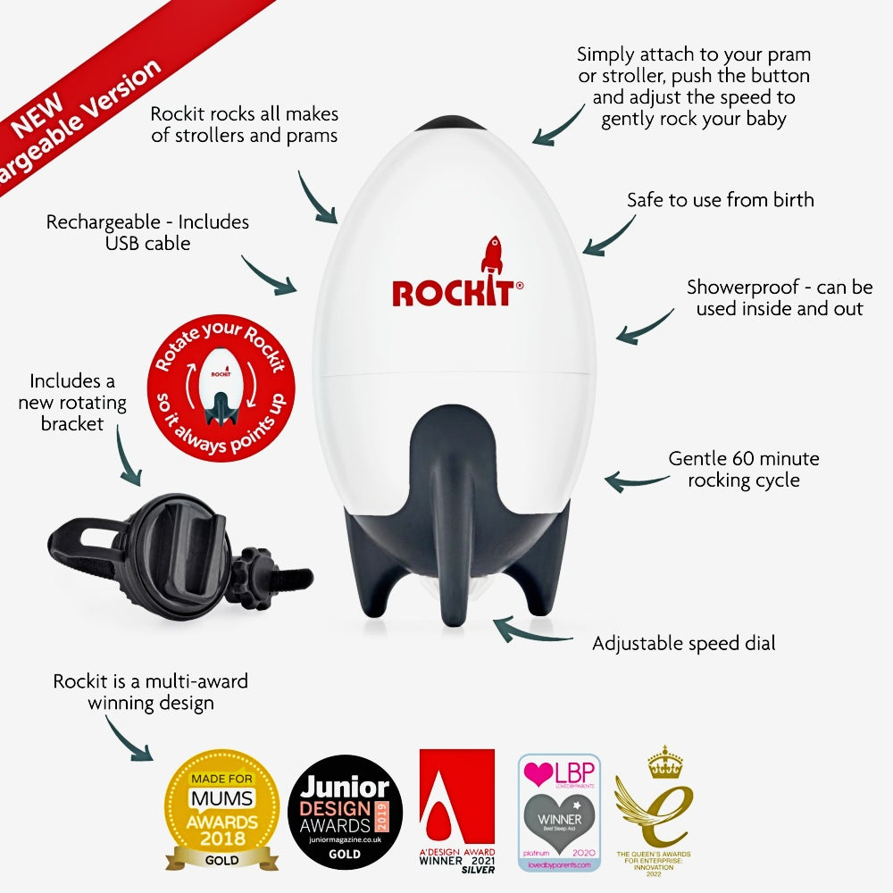 Rockit vežimėlio sūpiklis (naujasis - USB įkraunama versija)