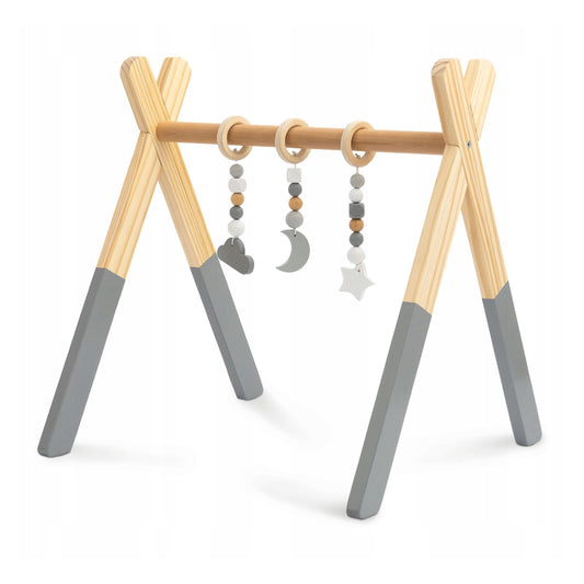 „Mamabrum Baby Gym“ - Medinis edukacinis žaidimų stovas kūdikiams