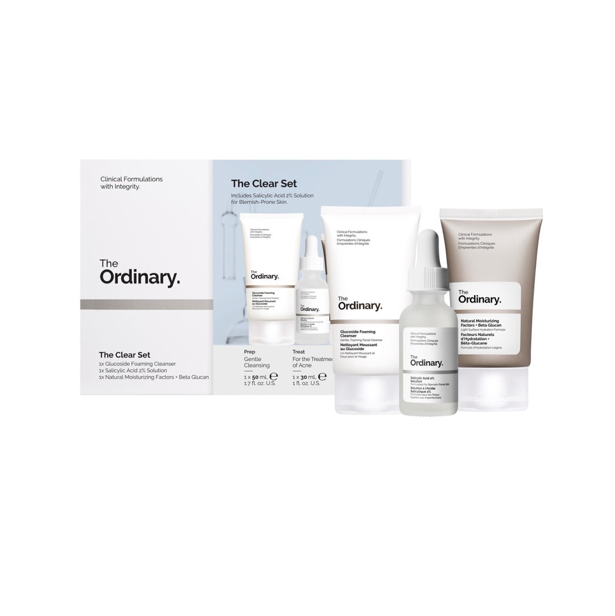 The Ordinary „The Clear Set“ Veido Priežiūros Rinkinys (3 vnt.) Probleminei ir Riebiai Odai