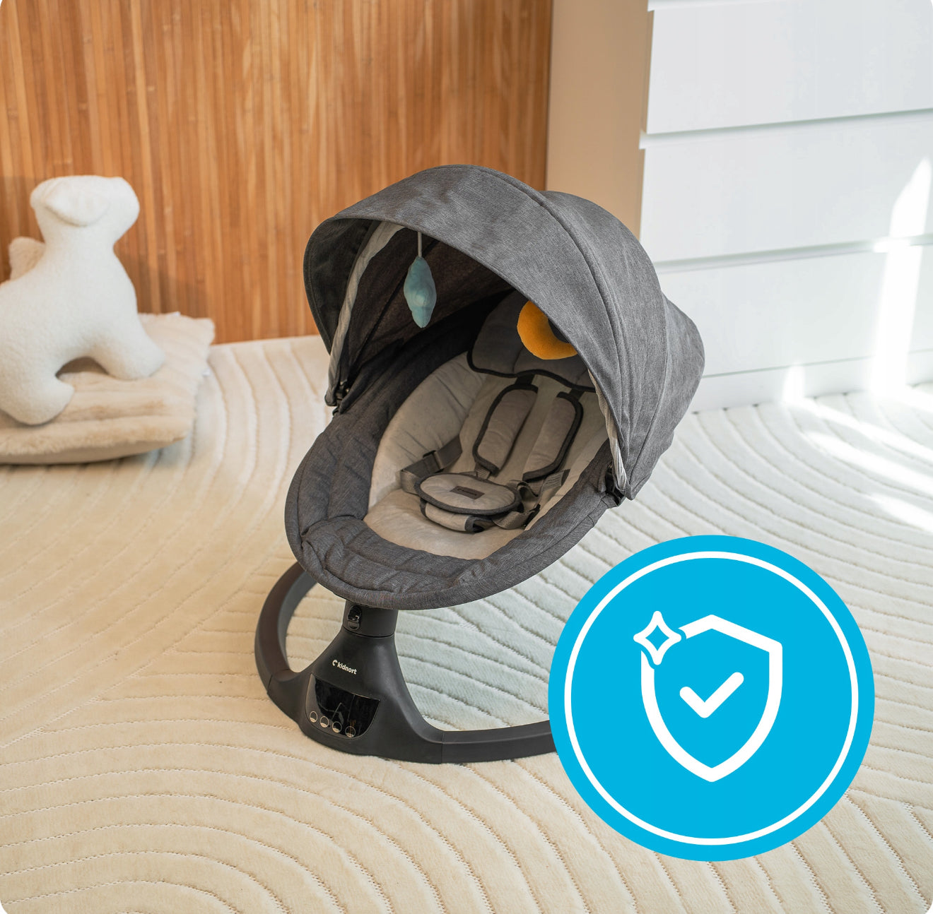 Kidnort - Elektrinis kūdikio gultukas–supynė su „Bluetooth“ ir pulteliu