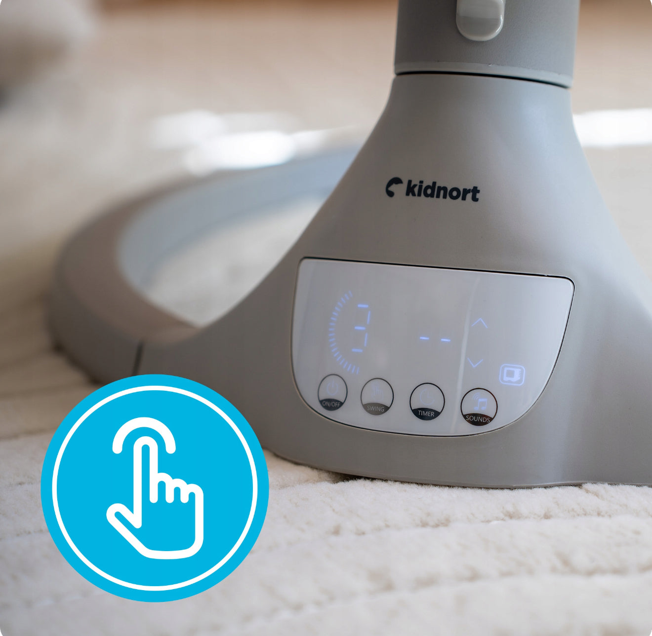 Kidnort - Elektrinis kūdikio gultukas–supynė su „Bluetooth“ ir pulteliu (pilkas)