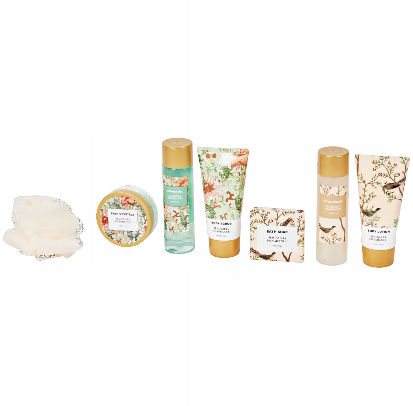 Prabangus kūno priežiūros rinkinys su magnolijos aromatu – 7 dalių SPA dovana moterims