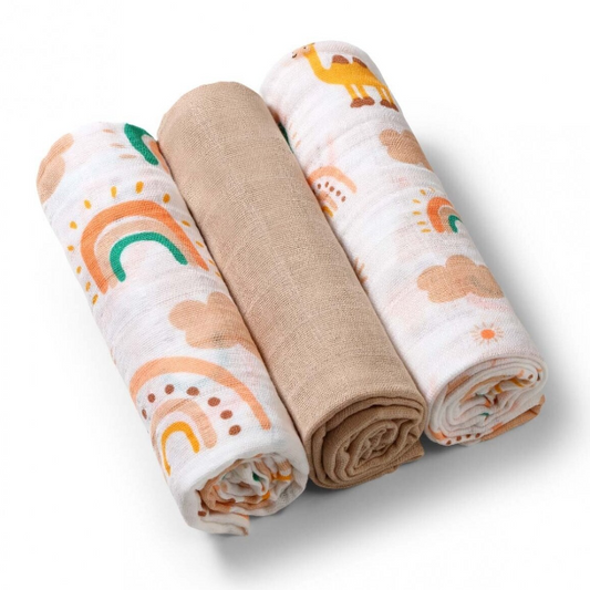 BabyOno vystyklai medvilniniai 3 vnt. rudi 348/08