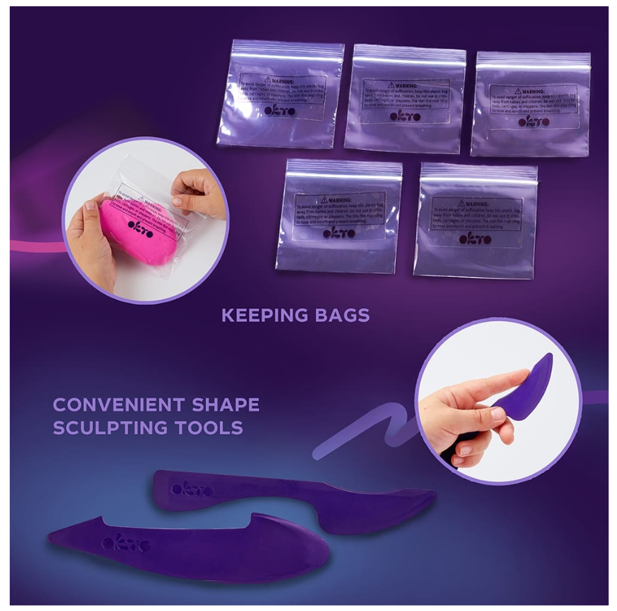 OKTO 18 spalvų kūrybinis rinkinys su ore džiūstančiu modelinu