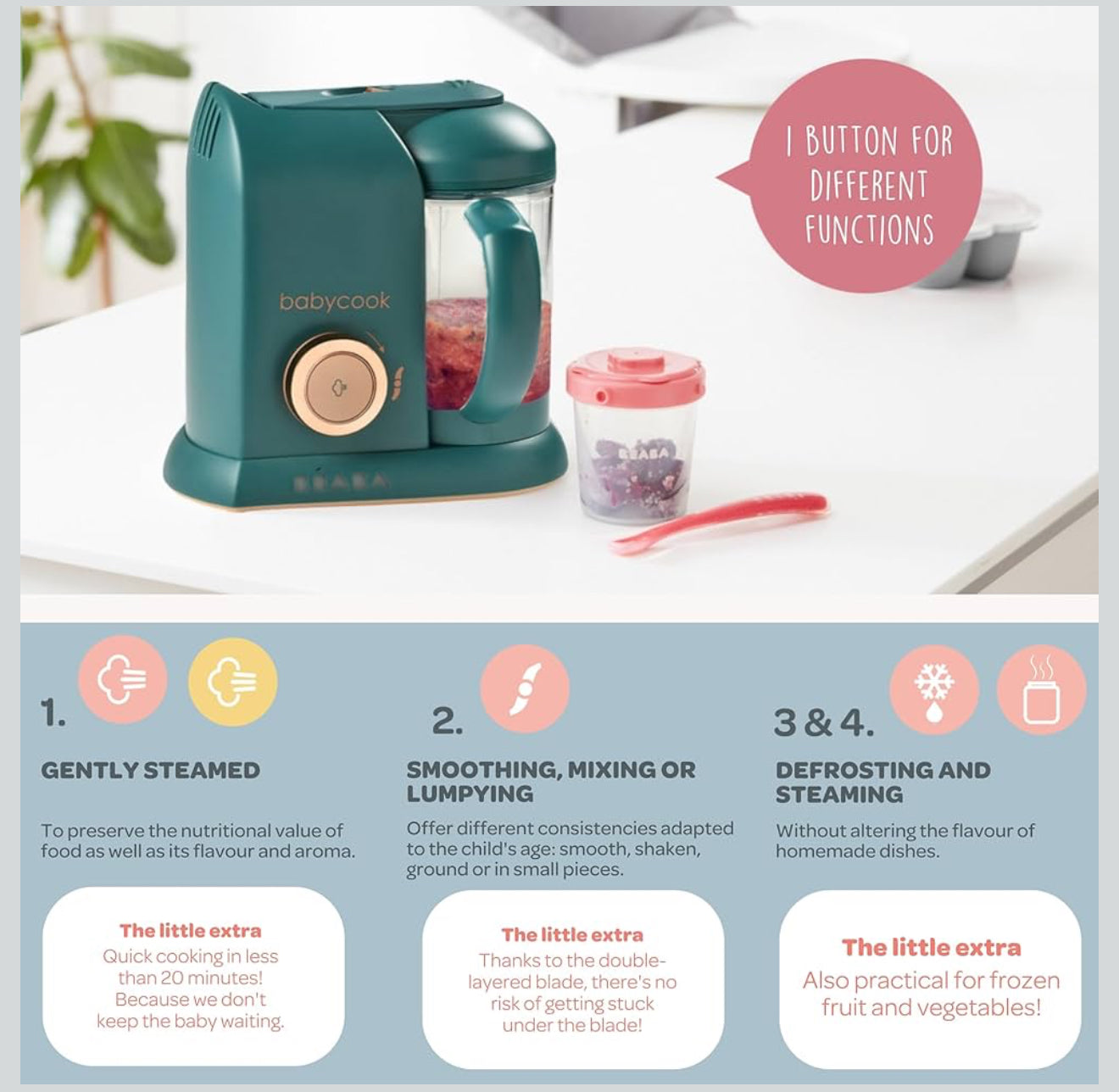 BEABA steamer blender Babycook Solo 4in1 green