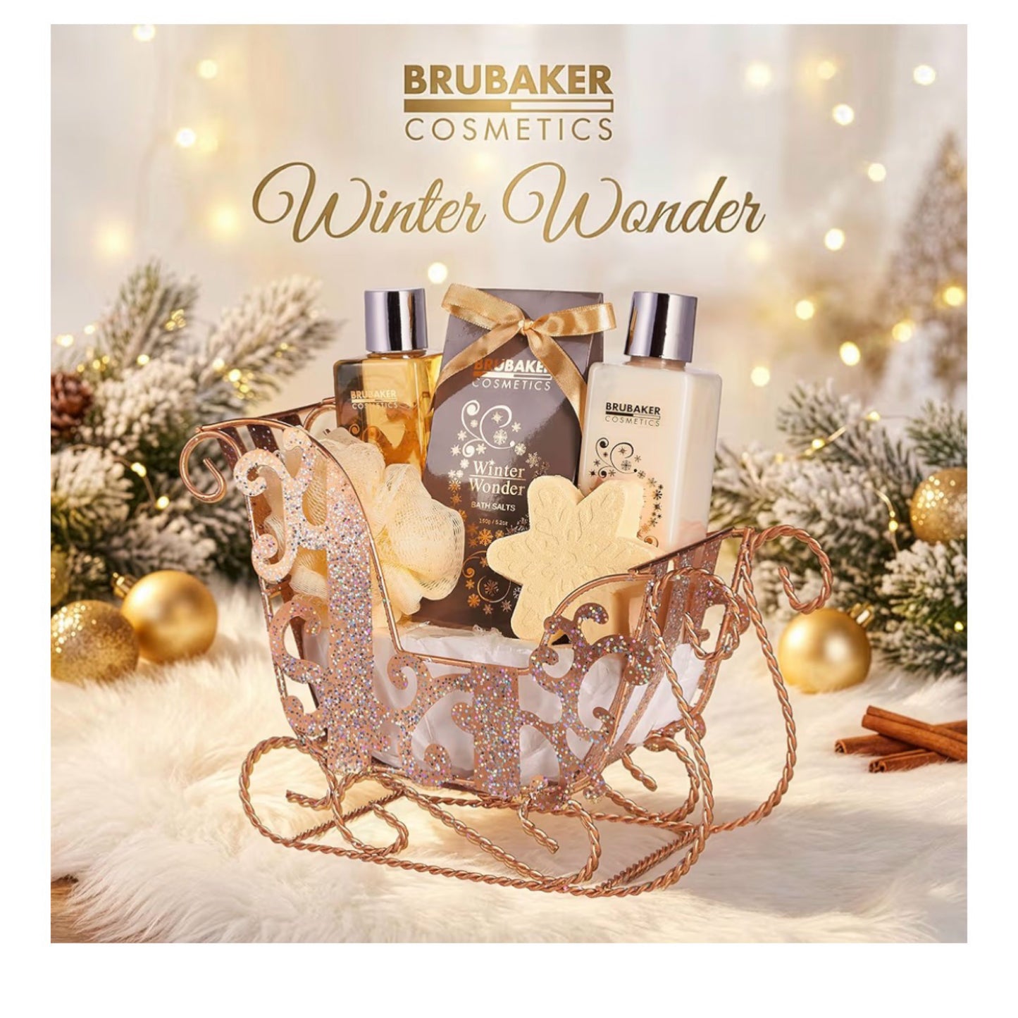 „Vanilla Christmas“ 6 dalių kalėdinis SPA rinkinys dekoratyvinėse rogutėse