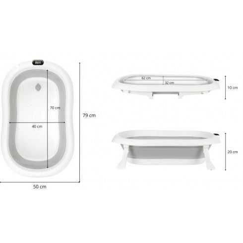 Foldable bathtub BB Premium with thermometer Gray