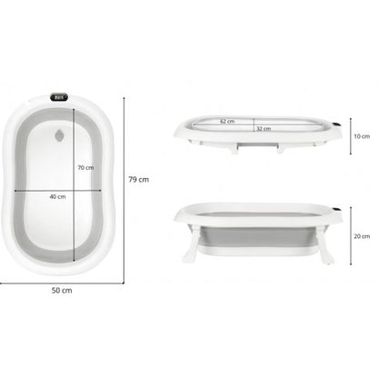 Foldable bathtub BB Premium with thermometer Gray