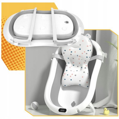 Foldable bathtub with thermometer and cushion Gray