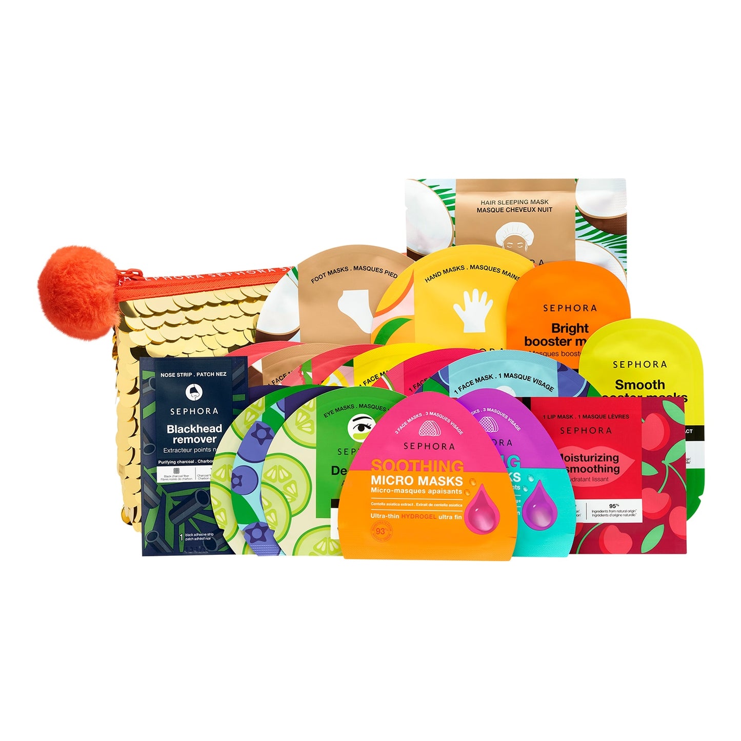 SEPHORA šventinis 20 kaukių rinkinys su kosmetine