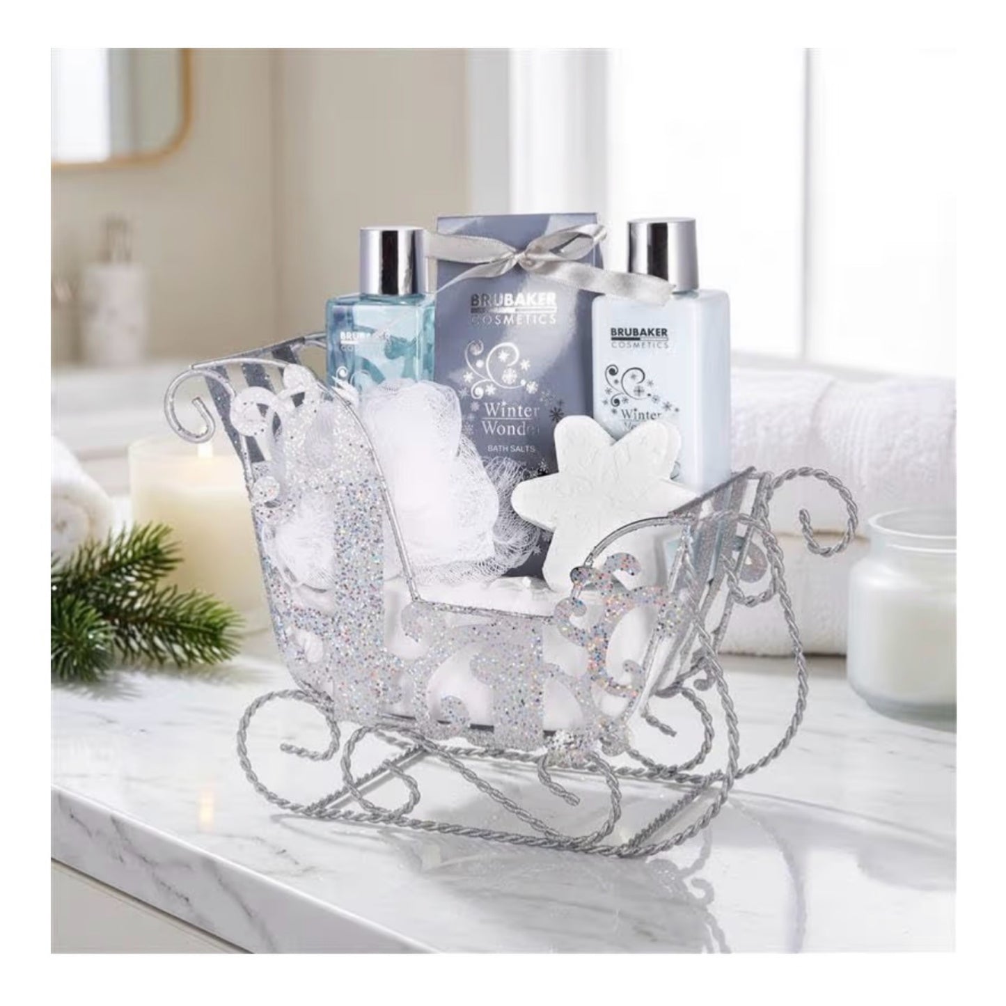 „Vanilla Christmas“ 6 dalių kalėdinis SPA rinkinys dekoratyvinėse rogutėse