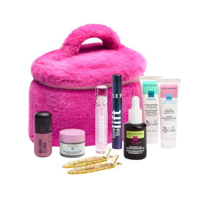 „SEPHORA“ Holiday Treats – 8 dalių kosmetikos rinkinys su kosmetine