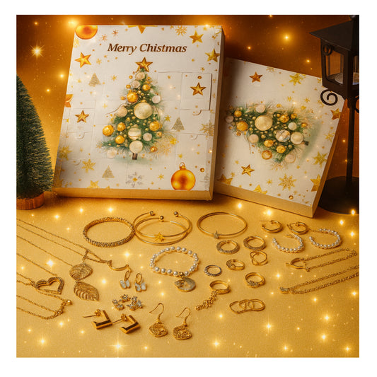 Kalėdinis papuošalų advento kalendorius „Merry Christmas“ – 24 dienų staigmenų rinkinys