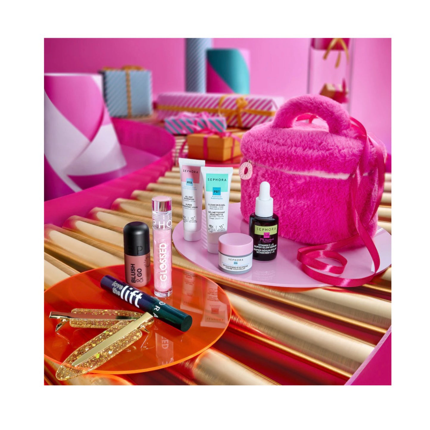 „SEPHORA“ Holiday Treats – 8 dalių kosmetikos rinkinys su kosmetine