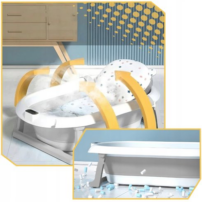 Foldable bathtub with thermometer and cushion Gray