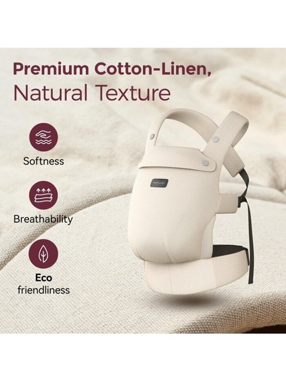 Momcozy ergonominė kūdikių nešioklė PUREHUG iš natūralaus lino (Light amber)