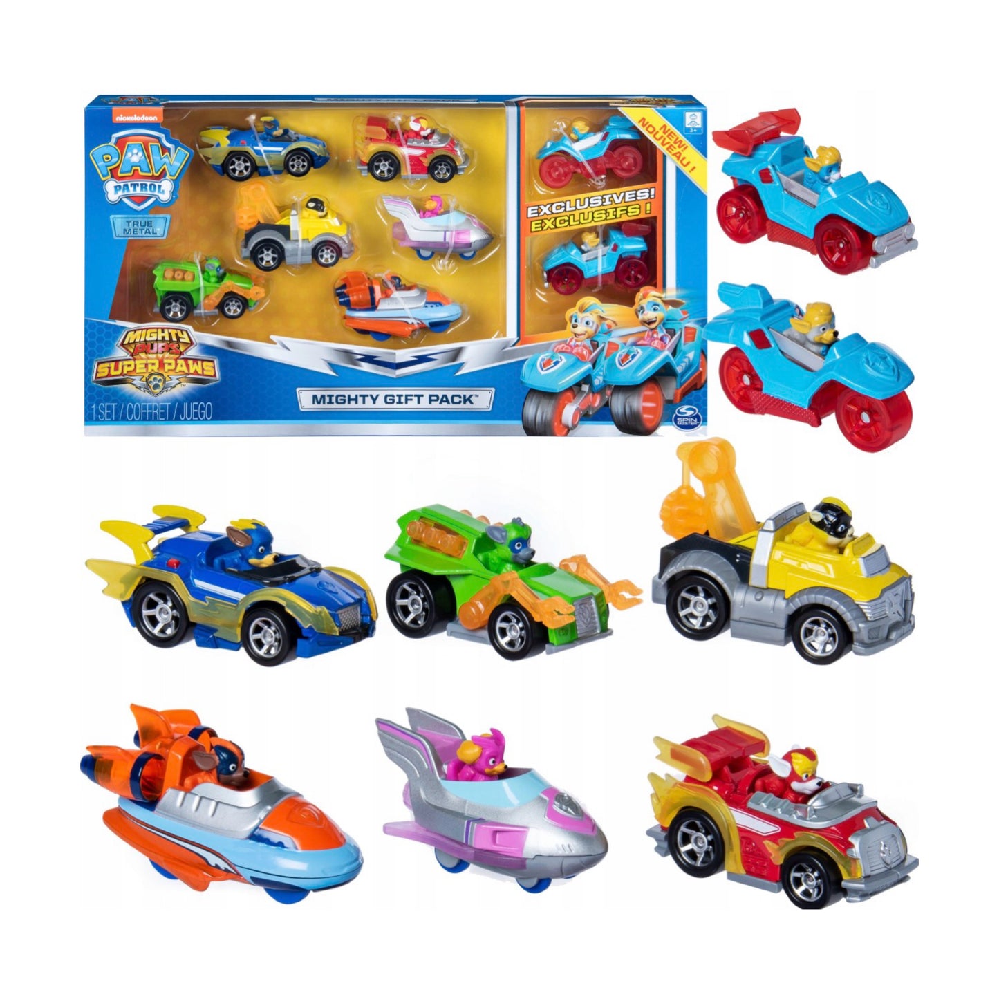 „Paw Patrol“ Mighty Pups 8 metalinių transporto priemonių rinkinys