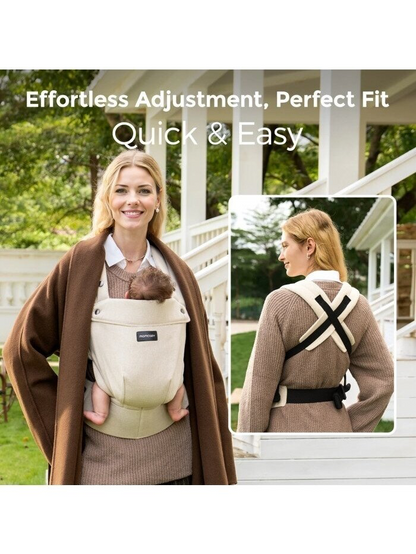 Momcozy ergonominė kūdikių nešioklė PUREHUG iš natūralaus lino (Light amber)
