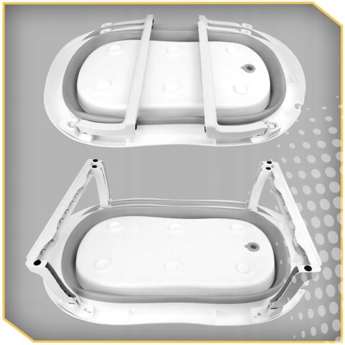 Foldable bathtub with thermometer and cushion Gray