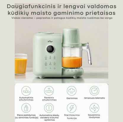BEAR 6in1 garintuvas trintuvas su savaiminio išsivalymo, sterilizavimo ir pieno šildymo funkcija