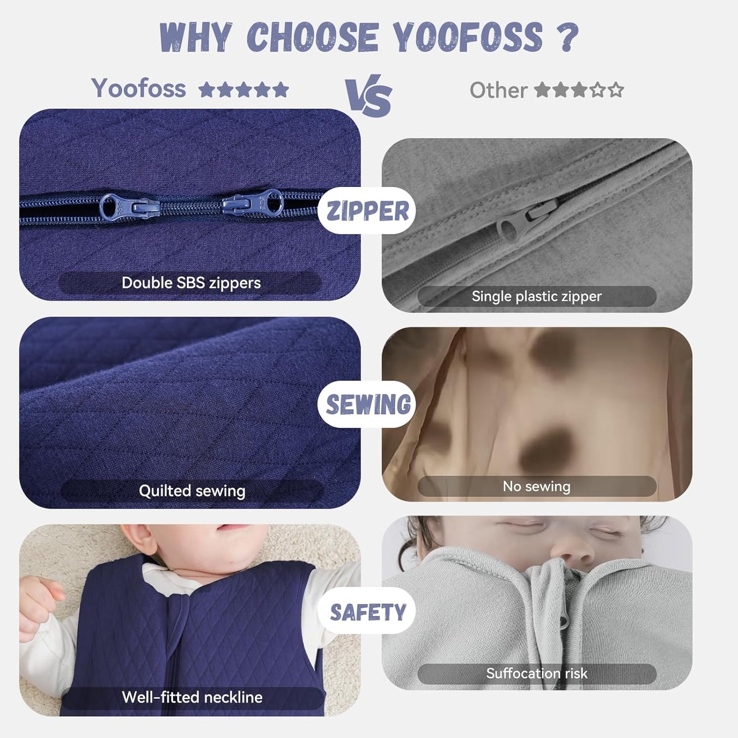 „Yoofoss“ žieminis kūdikių miegmaišis (mėlynas) 2,5 TOG (3-6mėn. 67cm)
