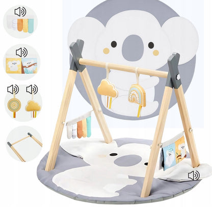 Lavinamasis interaktyvus kilimėlis kūdikiams „Koala“ su medine arka ir žaisliukais