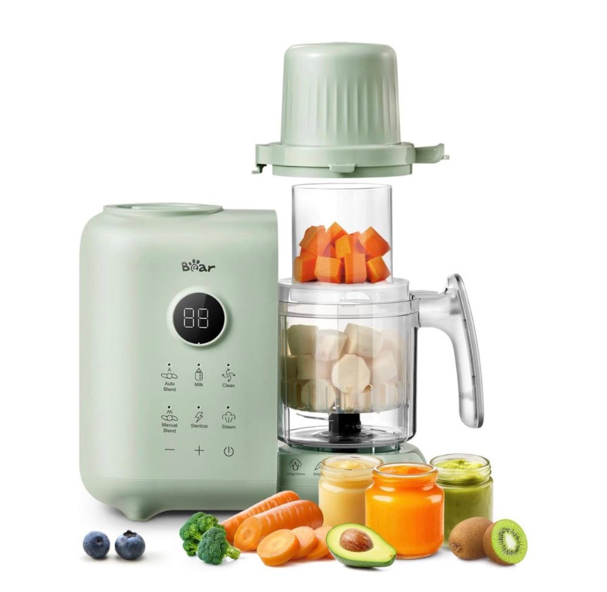 BEAR 6in1 garintuvas trintuvas su savaiminio išsivalymo, sterilizavimo ir pieno šildymo funkcija