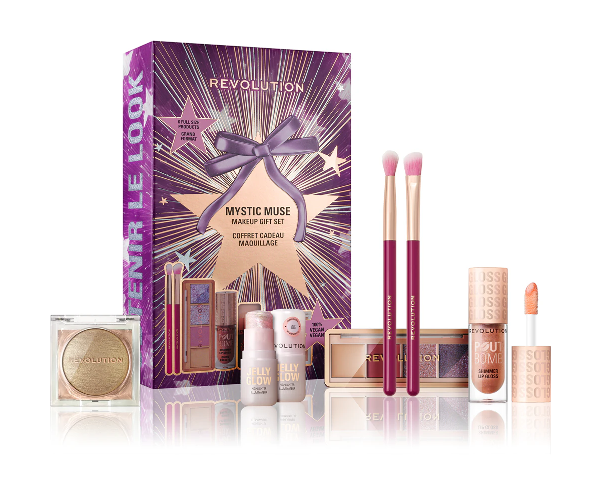 „Makeup Revolution Xmas 2025 Mystic Muse“ šventinis veido ir makiažo dovanų rinkinys