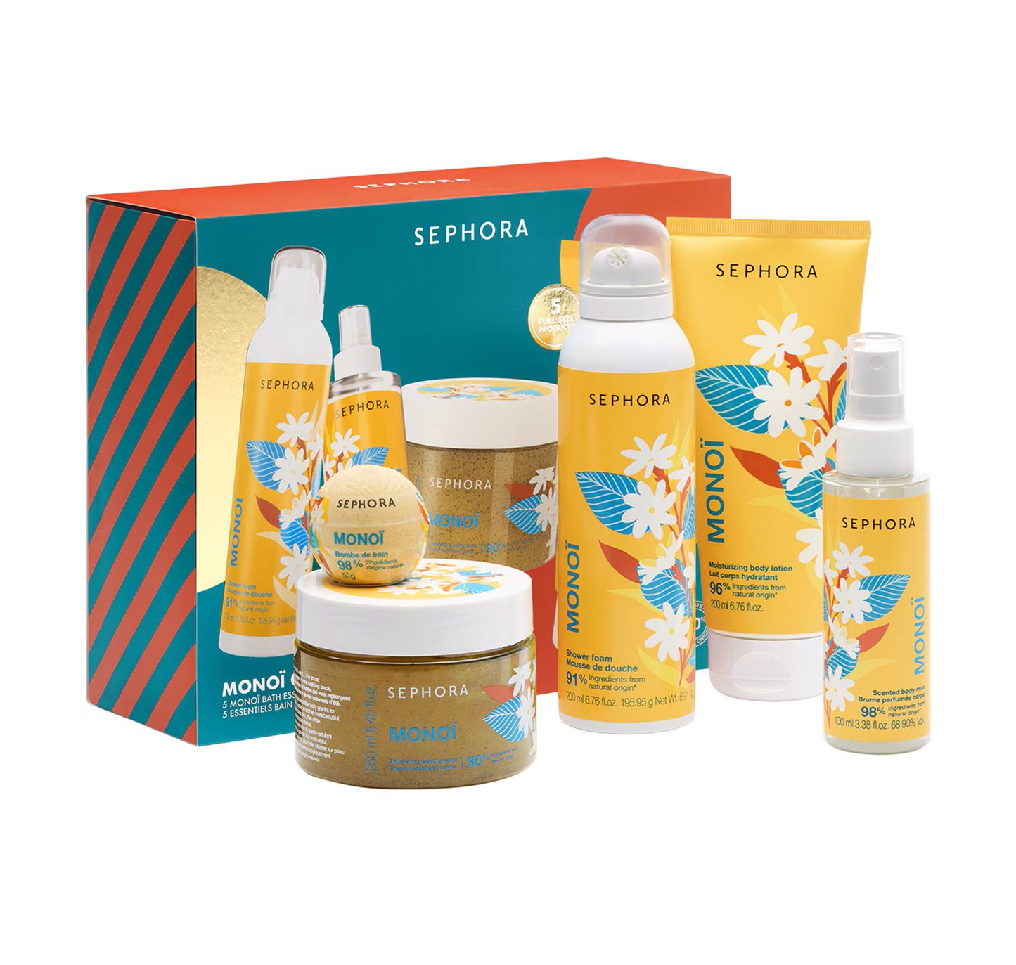 SEPHORA Kūno priežiūros rinkinys „Monoi“ – 5 dalių egzotiškas dovanų rinkinys