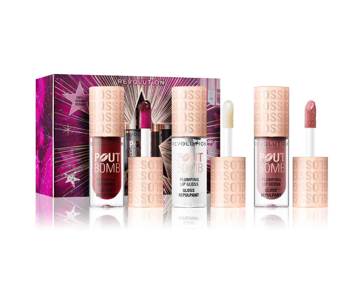 „Makeup Revolution Xmas 2025 Pout Bomb“ šventinis dovanų rinkinys lūpoms