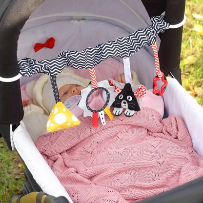 „BabyOno“ kontrastinis sensorinis vėžimėlio -autokėdutės žaislas