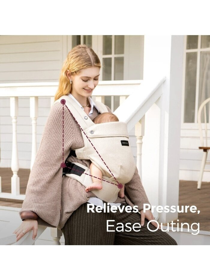 Momcozy ergonominė kūdikių nešioklė PUREHUG iš natūralaus lino (Light amber)