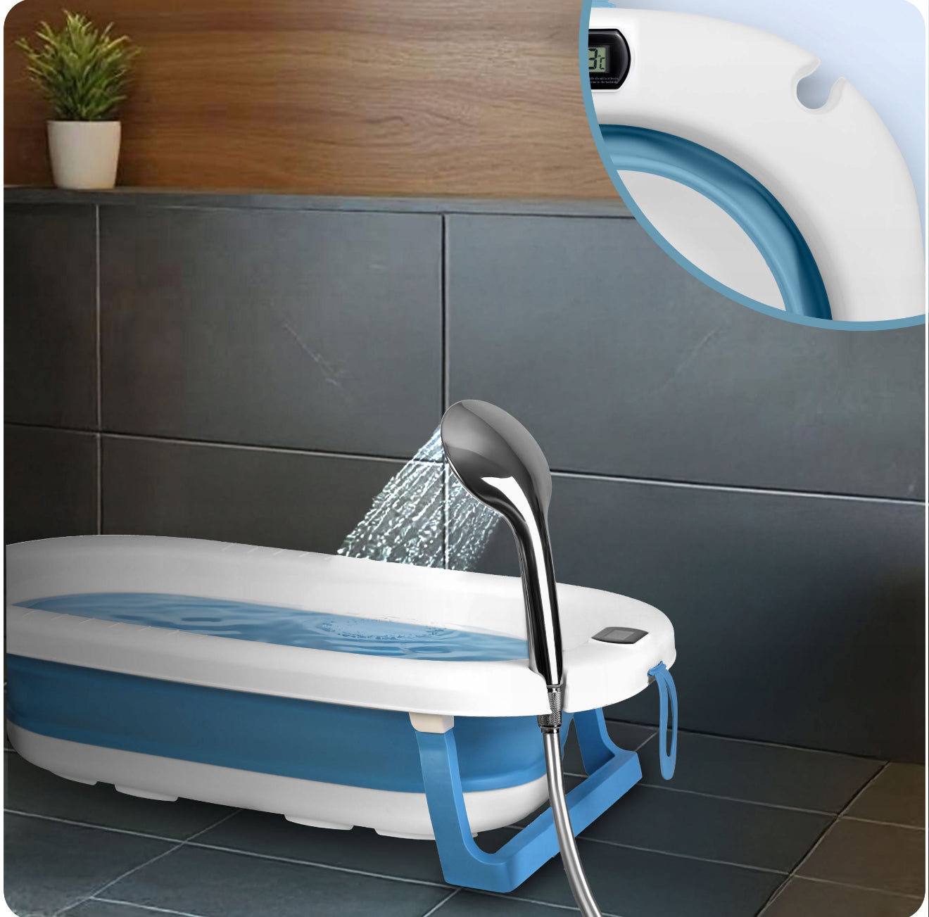 RicoKids - Foldable baby bath with LCD thermometer and soft liner