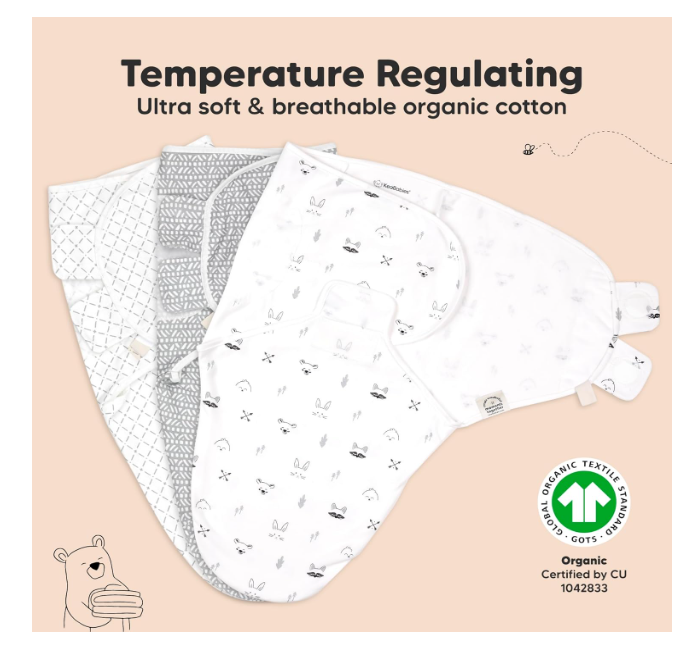 „KeaBabies“ - Organiniai kūdikių vystykliukai – 3 vnt. rinkinys (0-3mėn.)