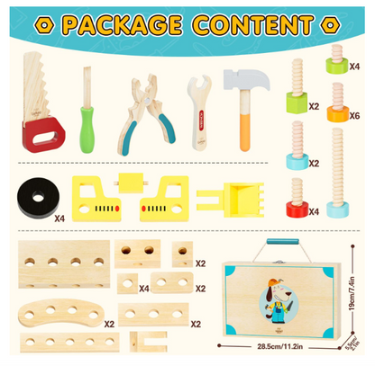 Lehoo Castle Montessori medinė įrankių dėžė vaikams 3+