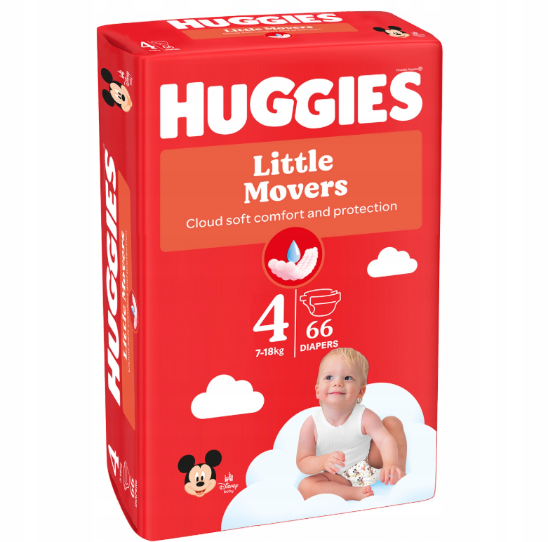 HUGGIES Little Movers Mega Pack 4 (7–18 kg), 66 vnt