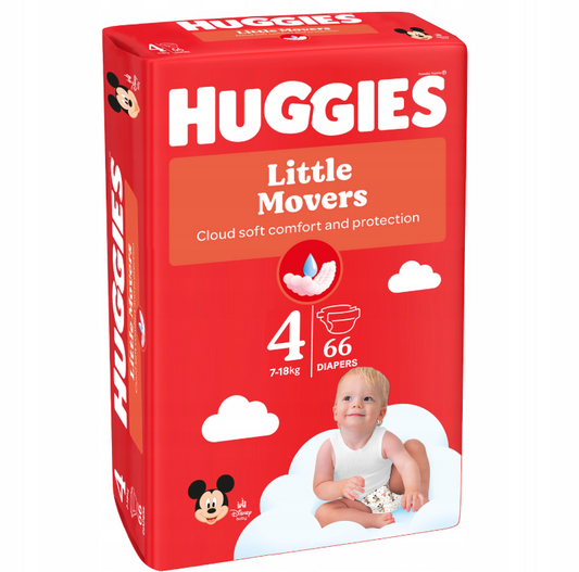 HUGGIES Little Movers Mega Pack 4 (7–18 kg), 66 vnt