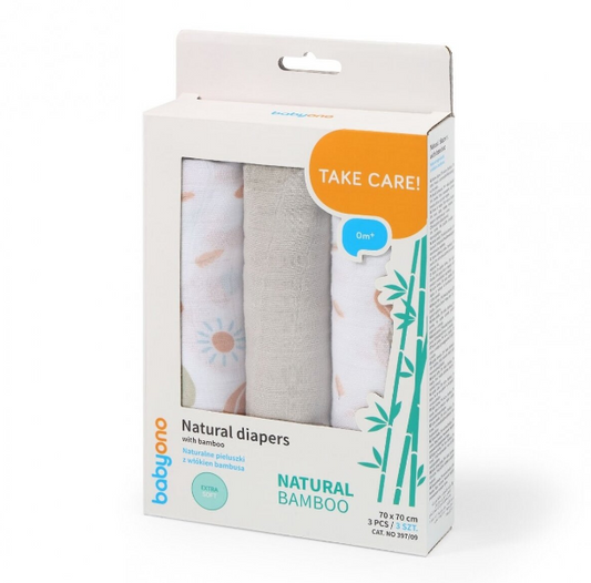 BabyOno bamboo diapers 3 pcs. gray 397/09