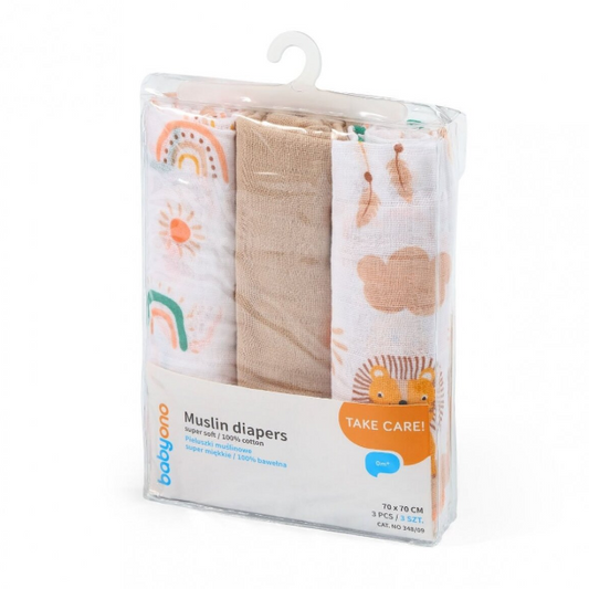 BabyOno cotton diapers 3 pcs. brown 348/08