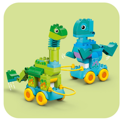 LEGO® DUPLO® Town Dinozaurai ant ratukų „trys viename“