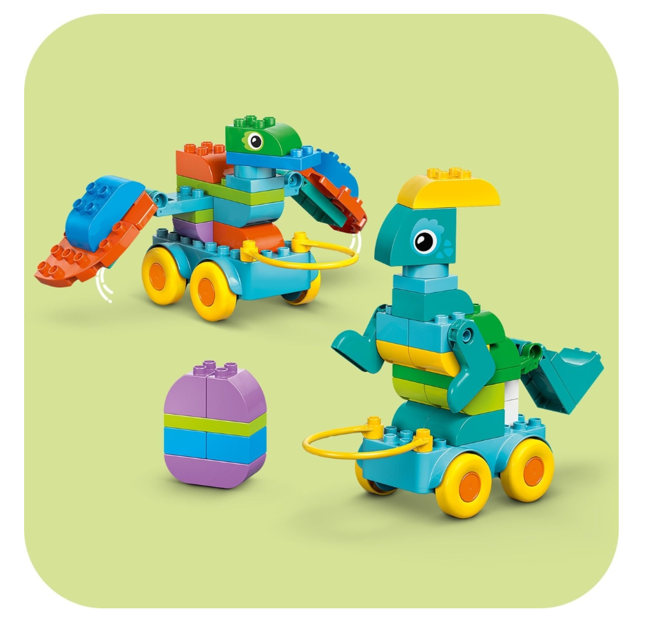 LEGO® DUPLO® Town Dinozaurai ant ratukų „trys viename“