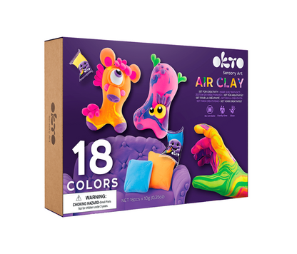 OKTO 18 spalvų kūrybinis rinkinys su ore džiūstančiu modelinu