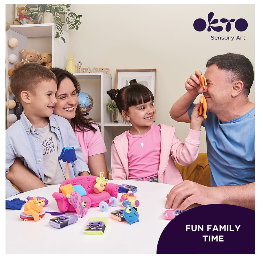 OKTO 18 spalvų kūrybinis rinkinys su ore džiūstančiu modelinu