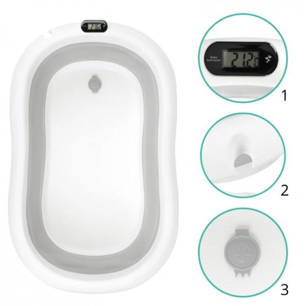 Foldable bathtub BB Premium with thermometer Gray