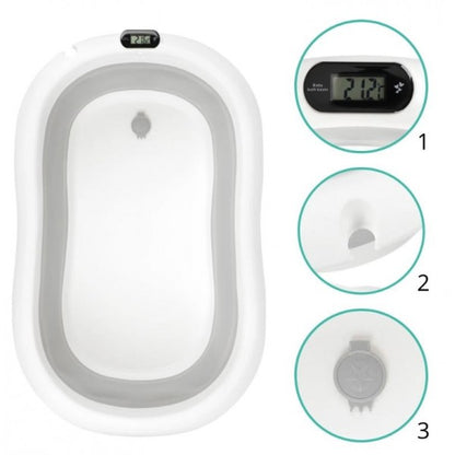 Foldable bathtub BB Premium with thermometer Gray