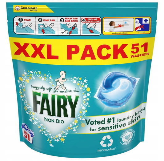 Skalbimo kapsulės Fairy Non Bio – 51 vnt. kapsulių