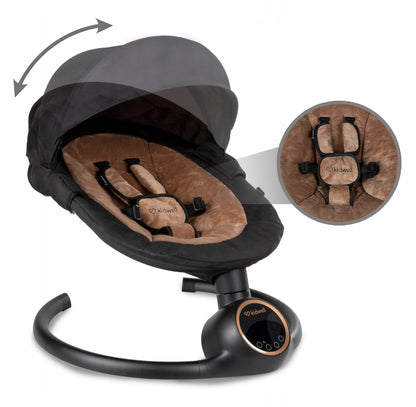 Kidwell REVE 2in1 Elektrinis kūdikio gultukas–supynė (juodas/auksinis)
