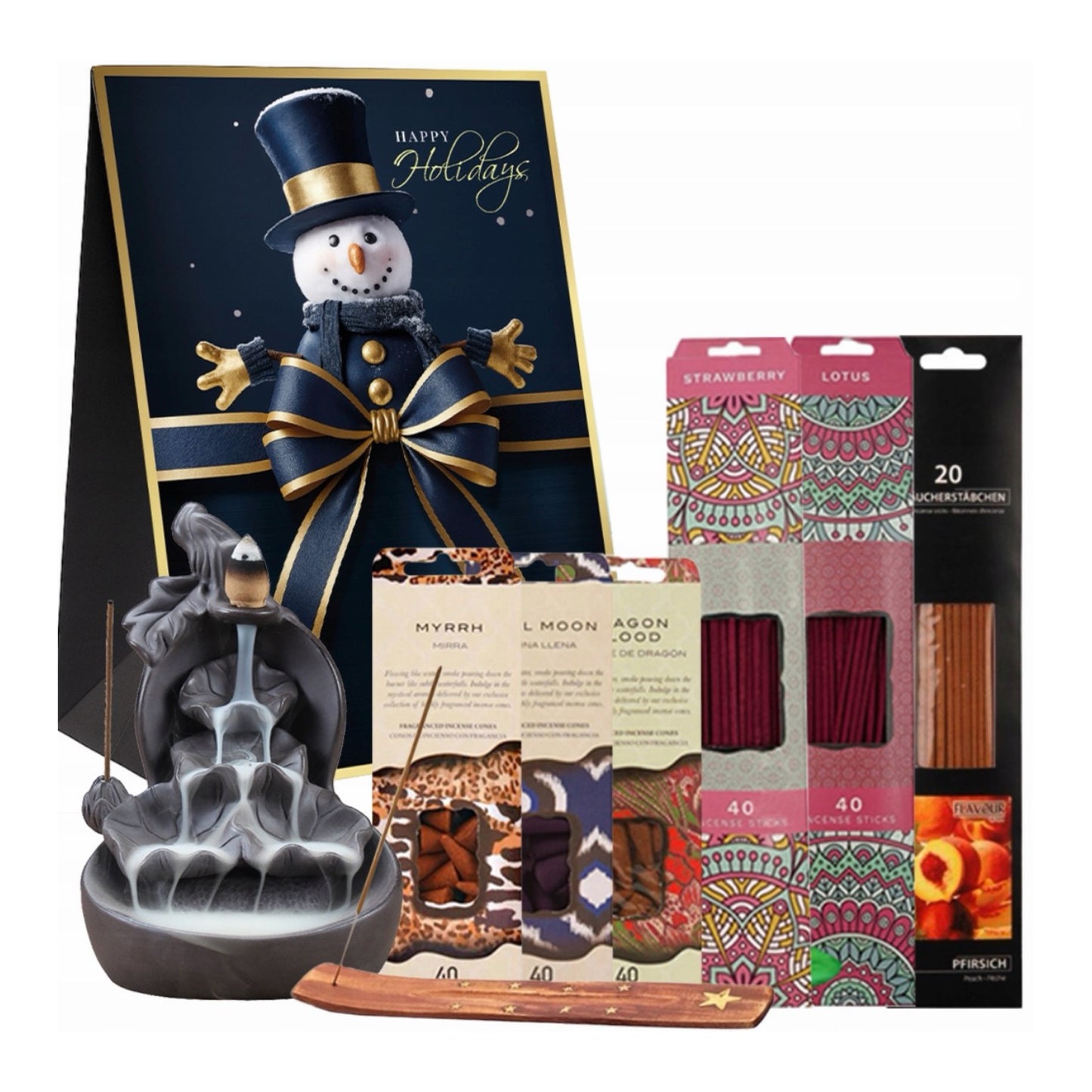 Kalėdinis Aromaterapijos Rinkinys su Kvapų Židiniu, Smilkalais ir Dovanų Dėžute